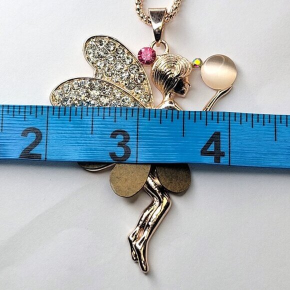 Fairy With Crystal Wings Pendant Necklace - Picture 7 of 10